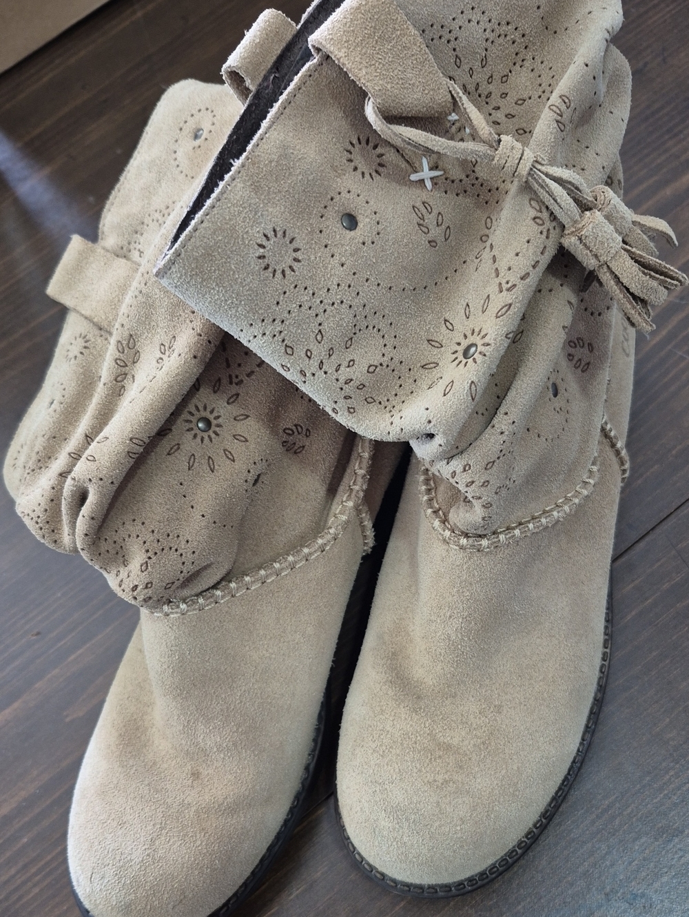 Coolway Fold-Over Ankle Boots in Taupe